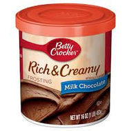 BETTY CROCKER RICH & CREAMY FROSTING MILK CHOCOLATE 16 OZ