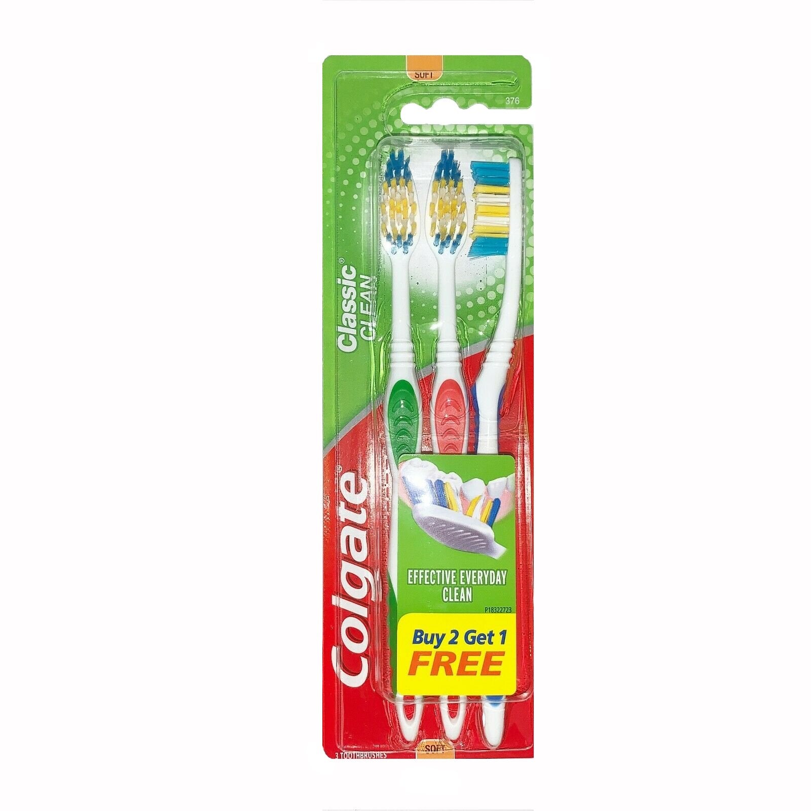 COLGATE CLEAN SOFT BRISTLE TOOTHBRUSHES CLASSIC 3 CT