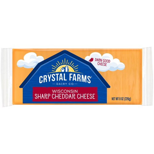 CRYSTAL FARMS SHARP CHEDDAR CHEESE 8 OZ