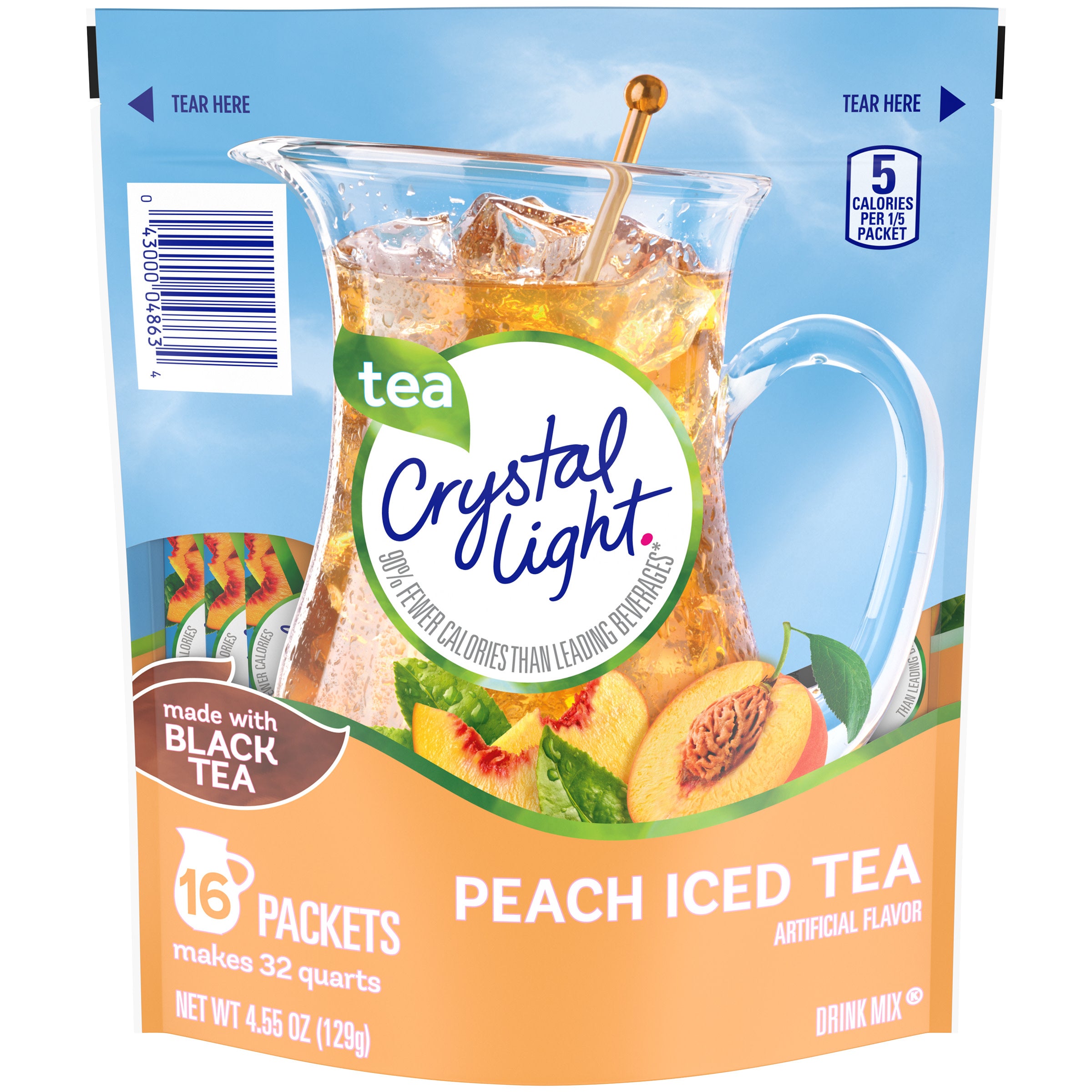 CRYSTAL LIGHT PEACH ICED TEA POWDERED DRINK MIX 4.55 OZ