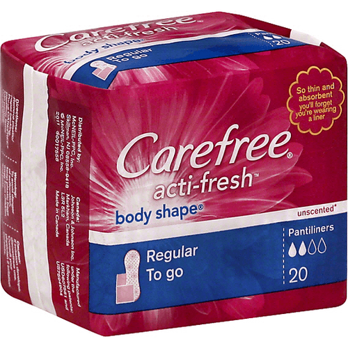 Carefree Acti-Fresh Body Shape Regular Unscented Pantiliners 20 ct