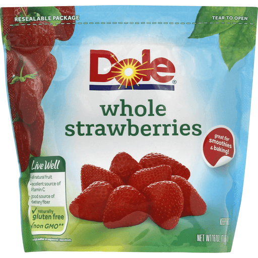DOLE FROZEN WHOLE STRAWBERRIES 16 OZ
