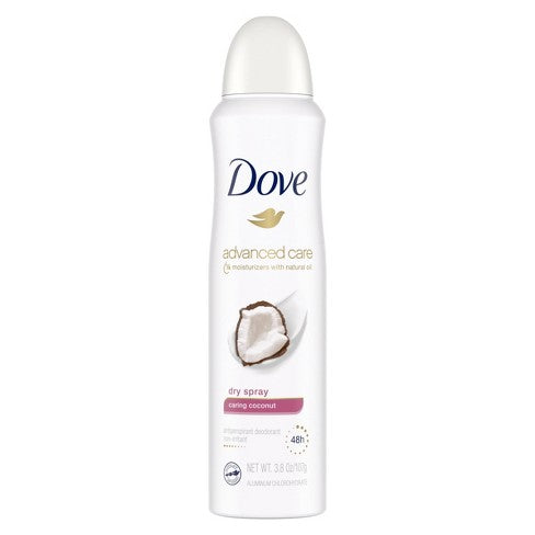DOVE CARING COCONUT 48 HR DRY SPRAY 3.8 OZ
