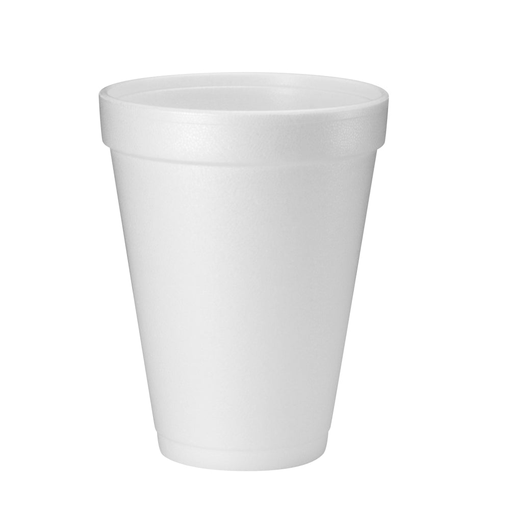 Dart 12 Oz Foam Hot & Cold Cups, White, Tall, Beaded, Polystyrene, 25 Ct Package
