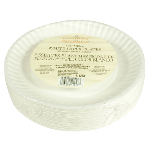 KITCHEN ESSENTIALS WHITE 9.0' PLATES 100 CT