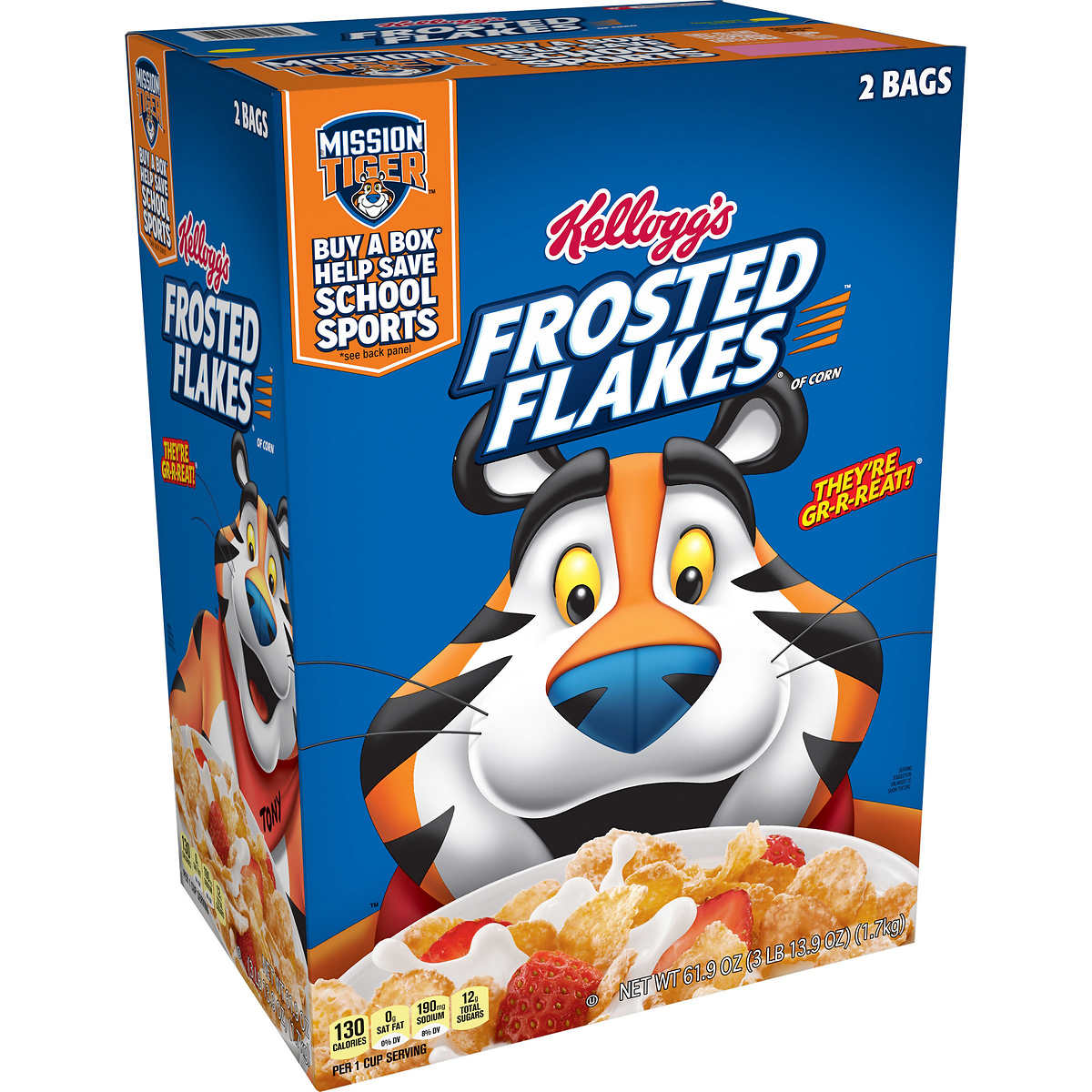 Kellogg's Frosted Flakes, Breakfast Cereal 30.95 oz 2 Bag
