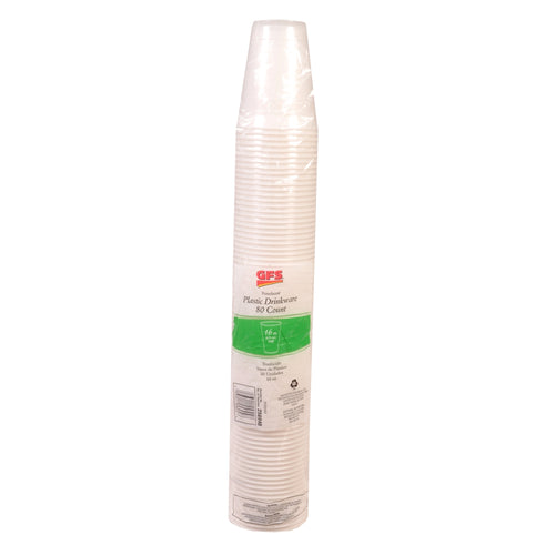 Case GFS 16 Ounce Plastic Cold Cups, Translucent, Polystyrene, 80 Ct Package, 960ea