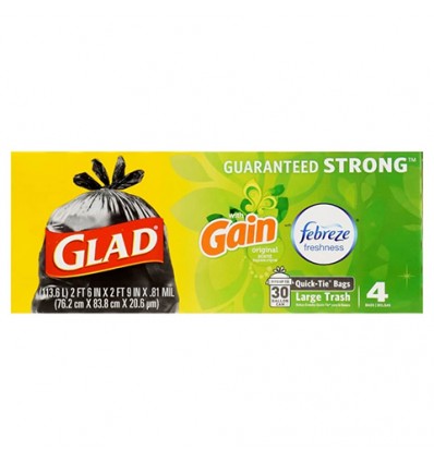 GLAD LARGE TRASH BAGS WITH GAIN & FEBREZE SCENT 6 CT (2 FREE BAGS)