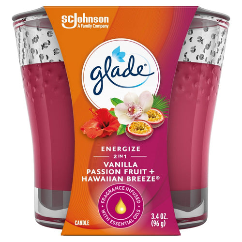 GLADE VANILLA PASSION FRUIT HAWAIIN BREEZE CANDLE JAR 3.4 OZ