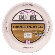 GOLD LABEL COATED WHITE PAPER 9.0' PLATES 100 CT