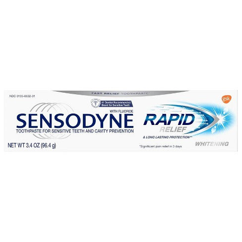 SENSODYNE RAPID RELIEF WHITENING TOOTHPASTE 3.4 OZ