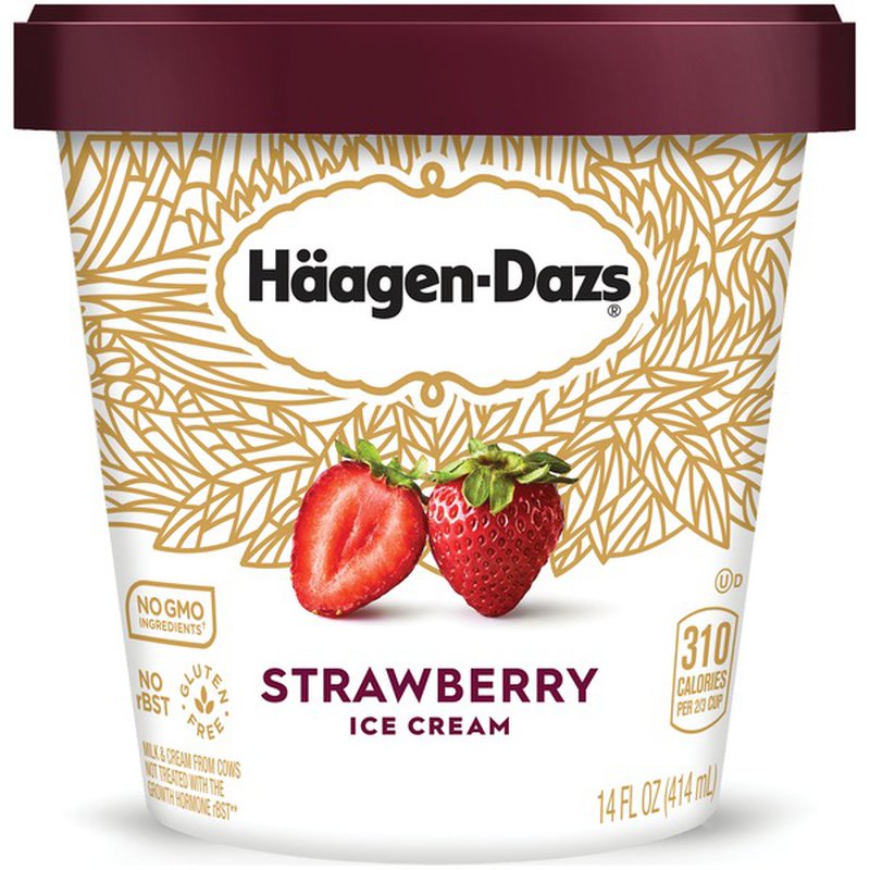 HAAGEN DAZS STRAWBERRY ICE CREAM 14 OZ ## ROCK VALUE PRODUCT. ORDER BY  WEDNESDAY EVENING OCT 23 FOR OCT 29DELIVERY#