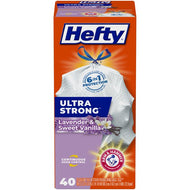 HEFTY TALL 13 GAL KITCHEN BAGS w/ DRAWSTRING 40 CT LAVENDER & VANILLA