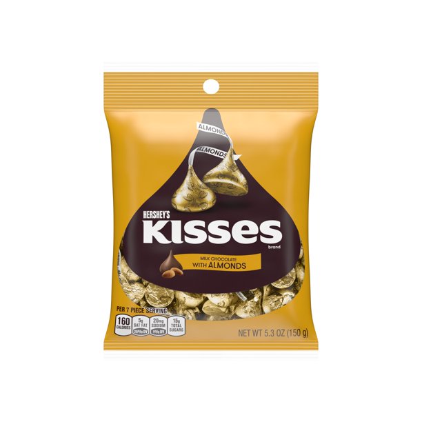 HERSHEY'S KISSES WITH ALMONDS AND MILK CHOCOLATE 5.3 OZ