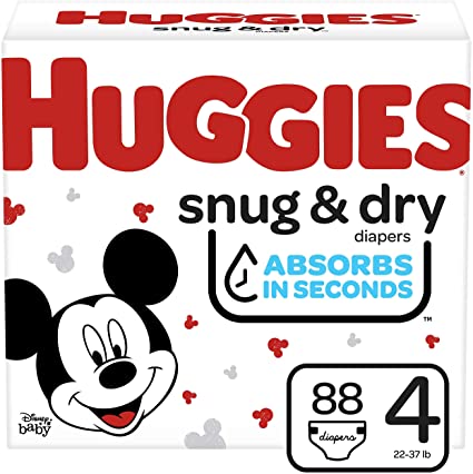 HUGGIES SNUG & DRY DIAPER SIZE 4 GIGA 88 COUNT #ROCK VALUE PRODUCT ORDER BY MONDAY OCT 29 ARRIVING NOV 06 FOR DELIVERY#