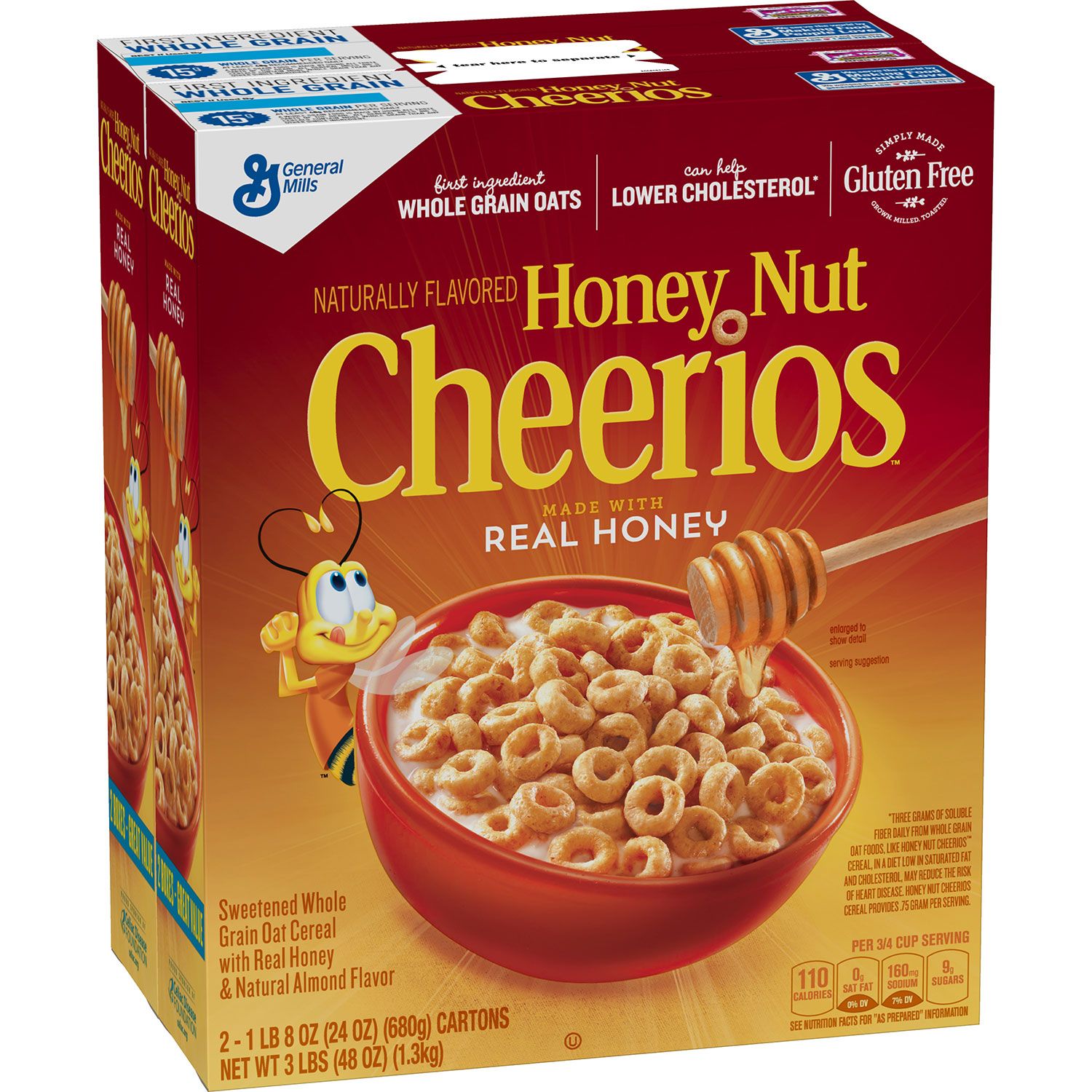 Honey Nut Cheerios, Gluten Free, Cereal,24 oz 2 Pack