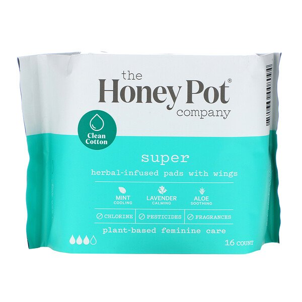 Honey Pot Herbal Infused Pads with Wings 16 CT