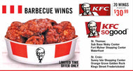 KFC 20 PIECE BARBEQUE WINGS (CHICKEN ONLY)