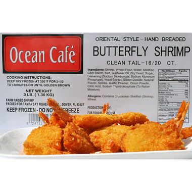 OCEAN CAFE BREADED BUTTERFLY SHRIMP RAW 16/20 3LB