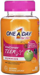 ONE A DAY FOR HER TEEN VITACRAVES MULTIVITAMIN GUMMIES 60 COUNT