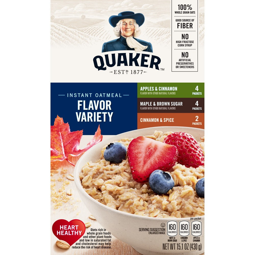 Quaker Instant Oatmeal Variety Pack 15 oz 10 Ct