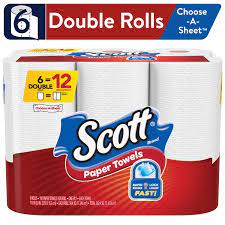 SCOTT CHOOSE A SHEET PAPER TOWELS 6 DOUBLE ROLLS=12 #ROCK VALUE-ORDER BY  MONDAY EVENING NOV 19 ARRIVING NOV 27 FOR DELIVERY#