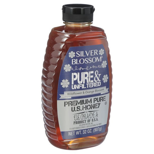 SILVER BLOSSOM PURE & UNFILTERED PREMIUM PURE HONEY 32 OZ