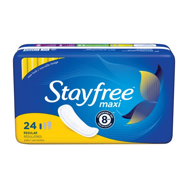 Stayfree Maxi Regular Pads Unscented without Wings 24 ct