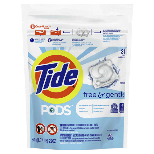 TIDE FREE & GENTLE DETERGENT PODS 31 CT