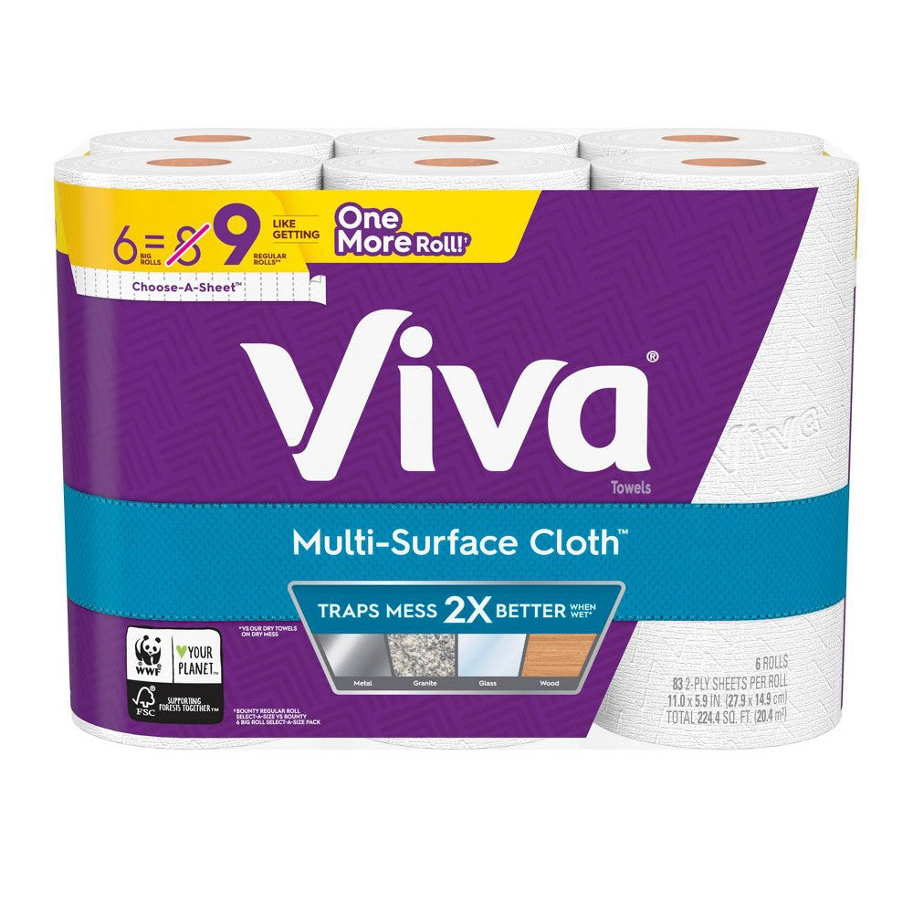 VIVA MULTI-SURFACE CLOTH TOWELS 6 CT