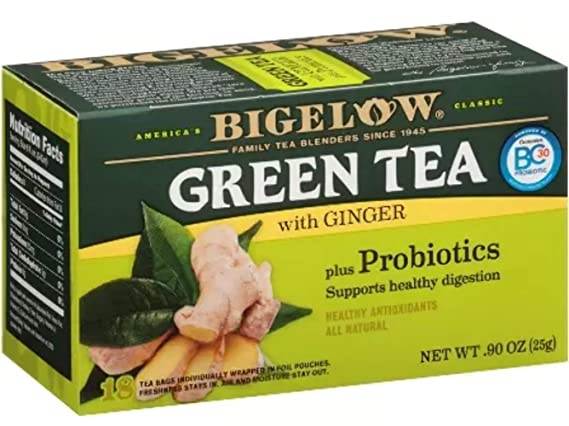 bigelow green tea ginger plus probiotic 18 ct