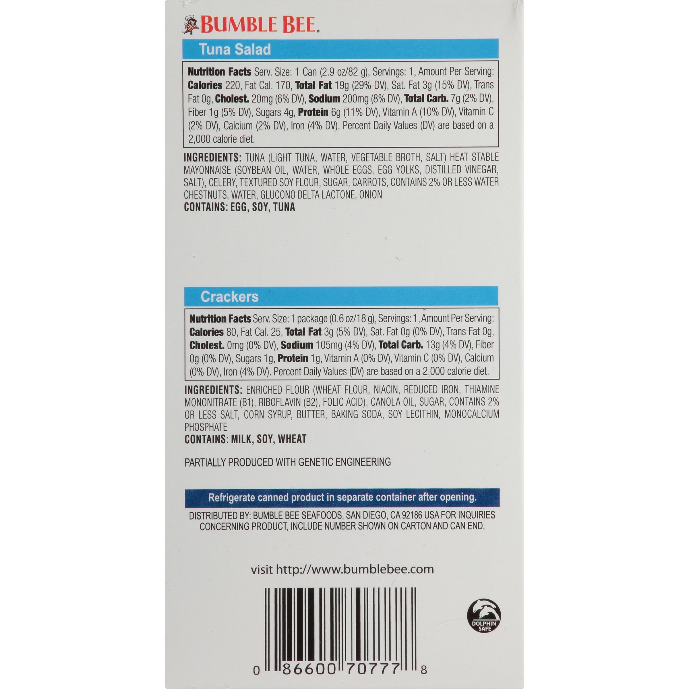 BUMBLE BEE SNACK ON THE RUN TUNA SALAD 3.5 OZ