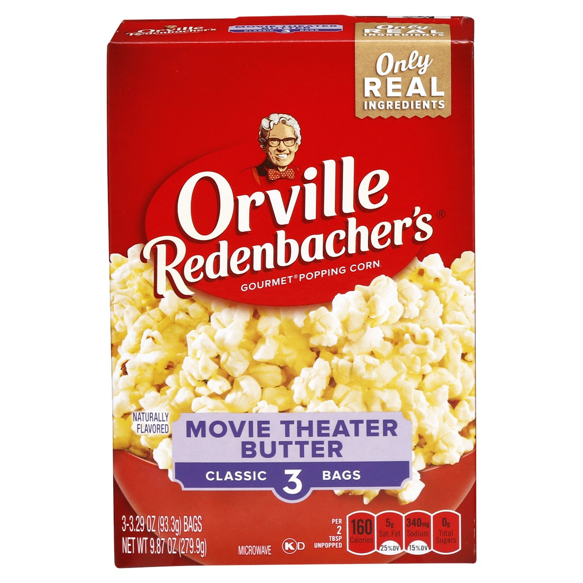 Orville Redenbacher's Movie Theater Butter Microwave Popcorn, 3.29 Ounce Classic