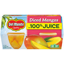DEL MONTE DICED MANGOS FRUIT CUP 4 OZ 4 CT 100% JUICE